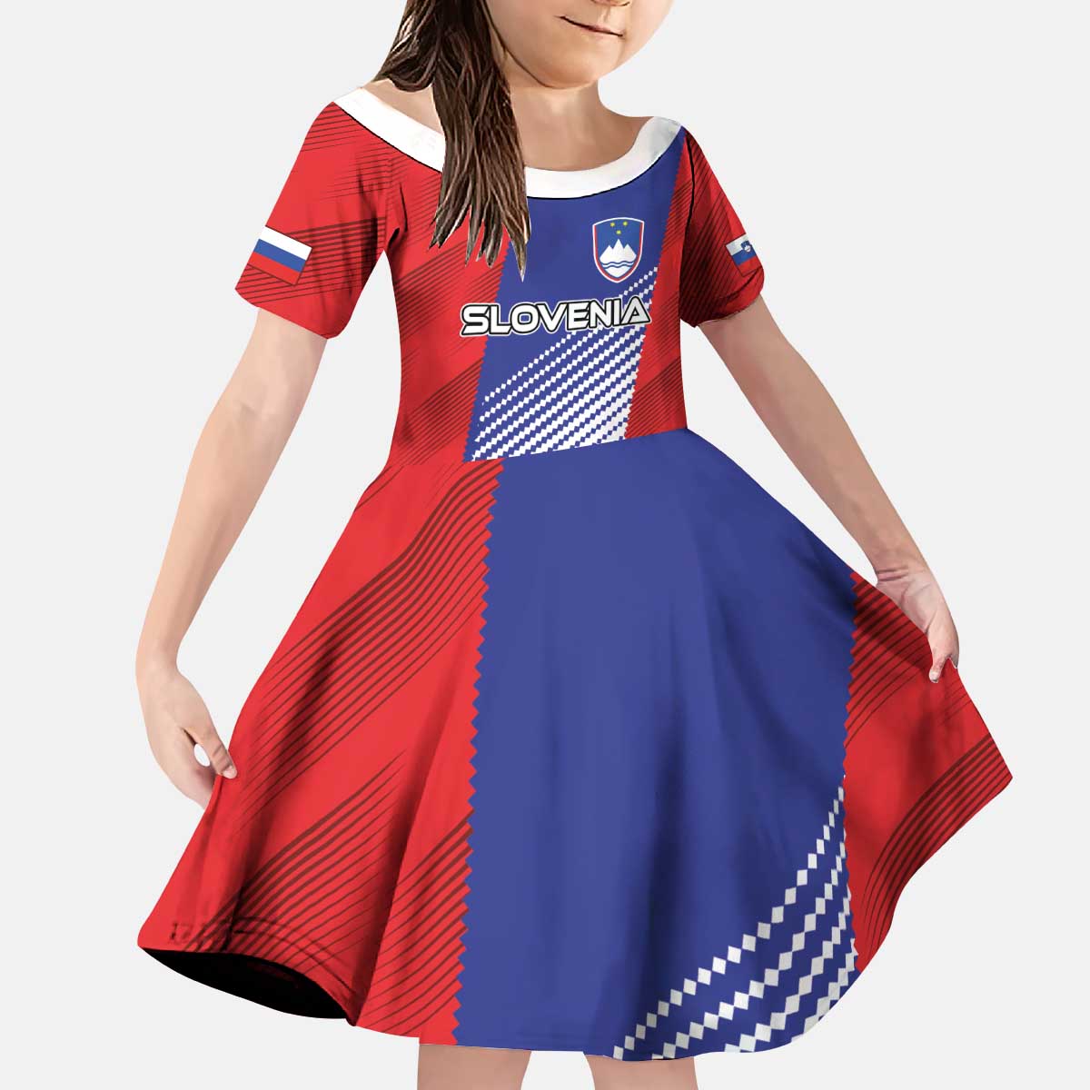 Custom Slovenia Football 2024 Go Champion Kid Short Sleeve Dress - Wonder Print Shop