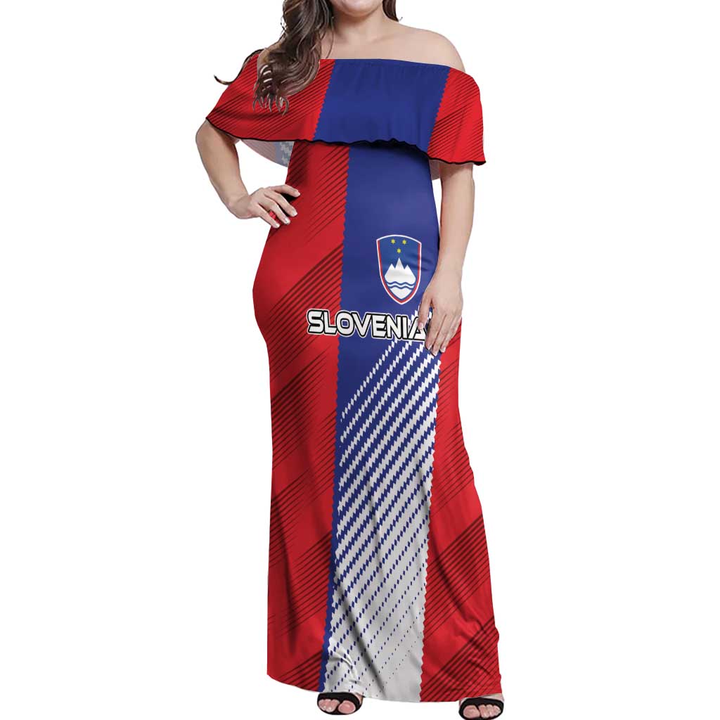 Custom Slovenia Football 2024 Go Champion Off Shoulder Maxi Dress - Wonder Print Shop