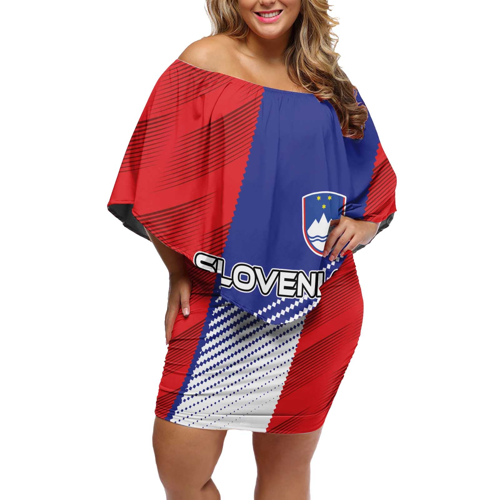 Custom Slovenia Football 2024 Go Champion Off Shoulder Short Dress - Wonder Print Shop