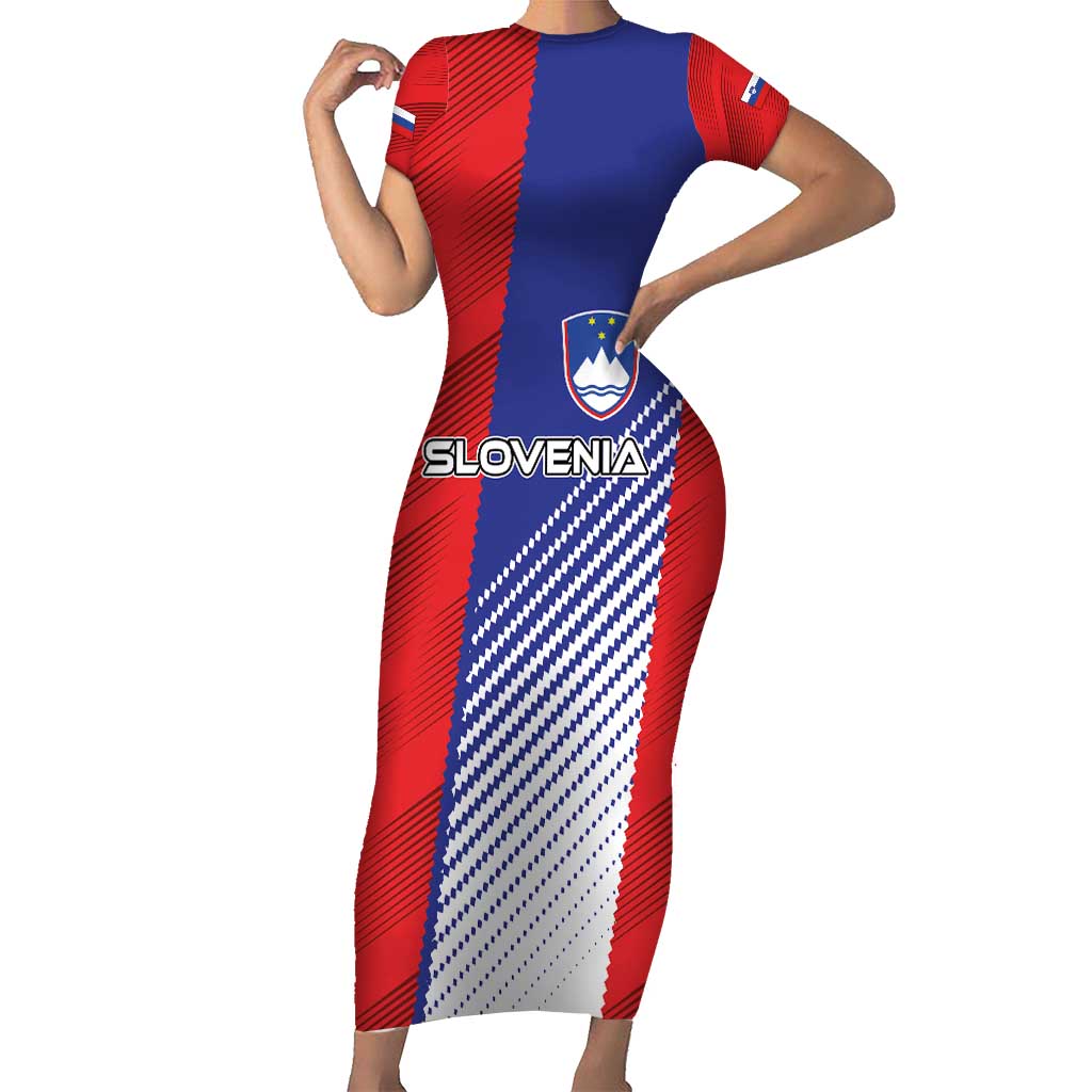 Custom Slovenia Football 2024 Go Champion Short Sleeve Bodycon Dress - Wonder Print Shop