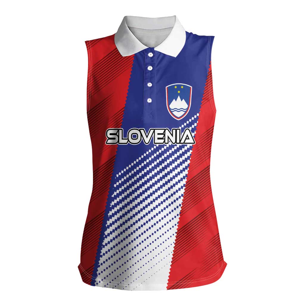 Custom Slovenia Football 2024 Go Champion Women Sleeveless Polo Shirt - Wonder Print Shop