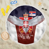 Serbia Beach Blanket Double Headed Eage Emblem Sporty - Wonder Print Shop