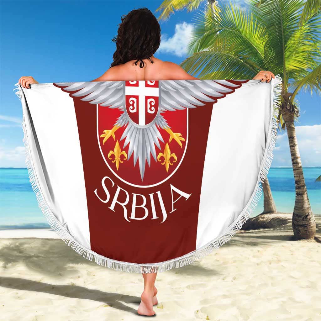 Serbia Beach Blanket Double Headed Eage Emblem Sporty - Wonder Print Shop