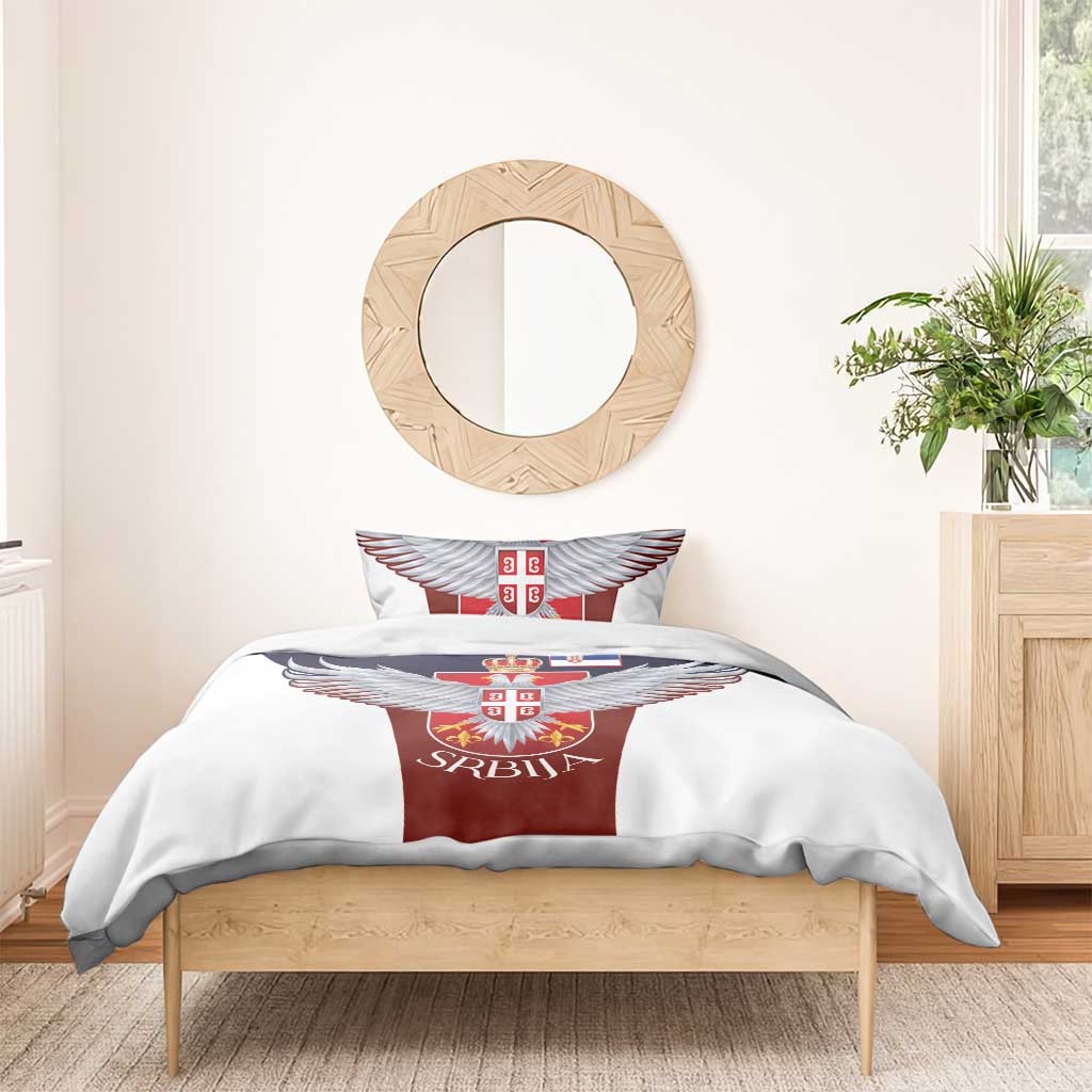 Serbia Bedding Set Double Headed Eage Emblem Sporty - Wonder Print Shop