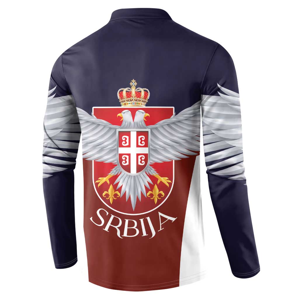 Serbia Button Sweatshirt Double Headed Eage Emblem Sporty - Wonder Print Shop
