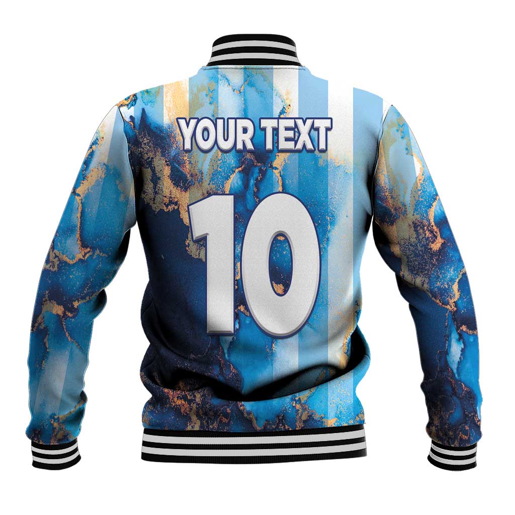 Custom Argentina Football Baseball Jacket La Albiceleste Marble Sky Version