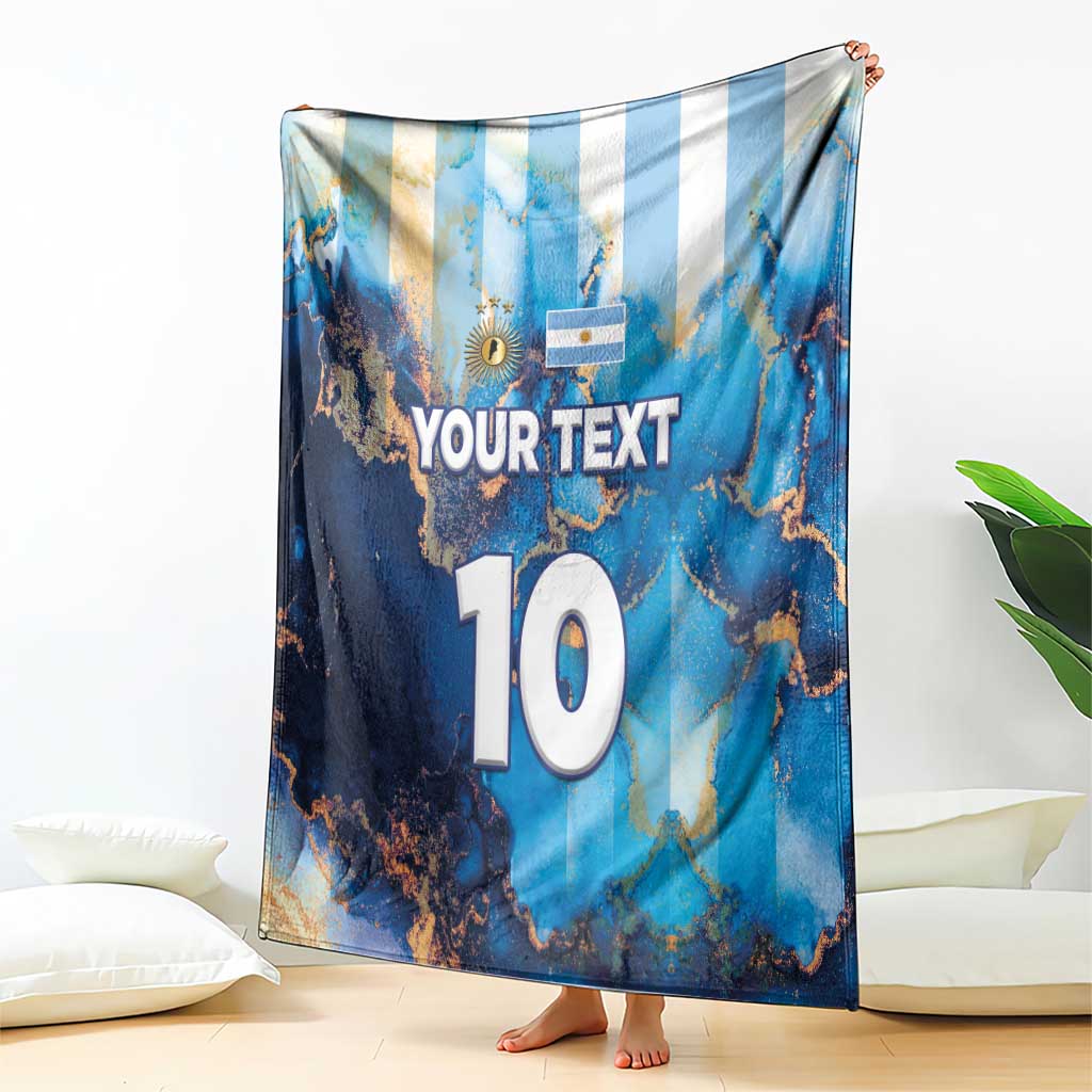 Custom Argentina Football Blanket La Albiceleste Marble Sky Version