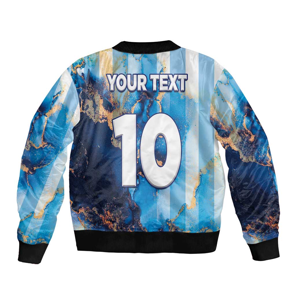 Custom Argentina Football Bomber Jacket La Albiceleste Marble Sky Version