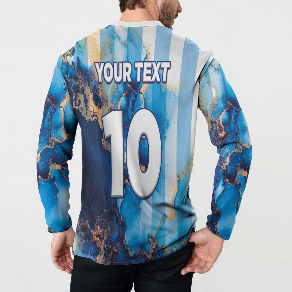 Custom Argentina Football Button Sweatshirt La Albiceleste Marble Sky Version