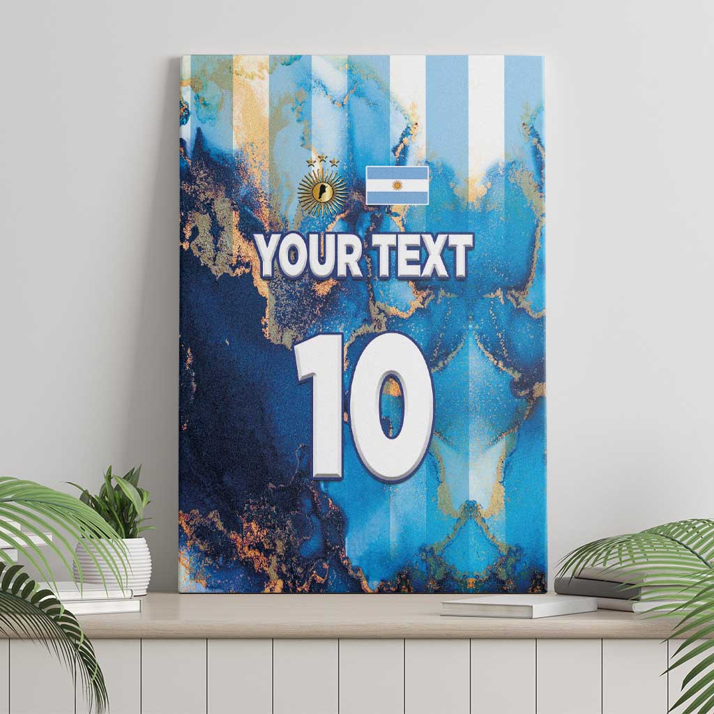 Custom Argentina Football Canvas Wall Art La Albiceleste Marble Sky Version