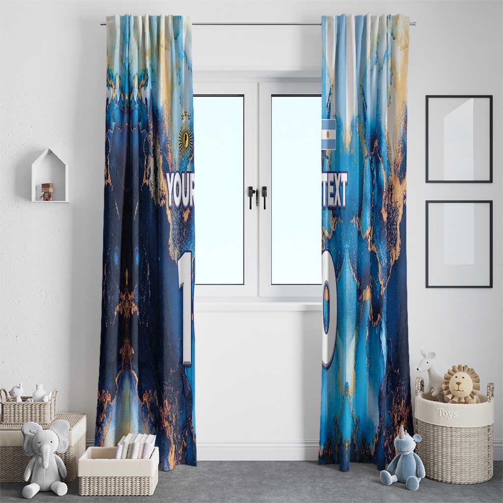 Custom Argentina Football Window Curtain La Albiceleste Marble Sky Version
