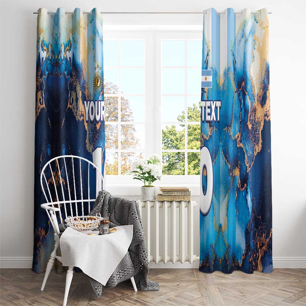 Custom Argentina Football Window Curtain La Albiceleste Marble Sky Version