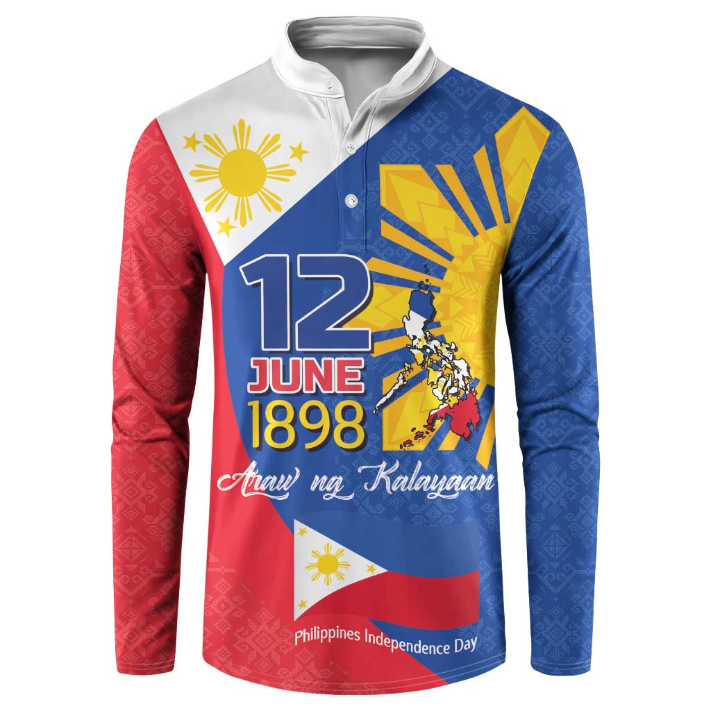 Multicolor button-front sweatshirt with blue, red, and white Independence Day print