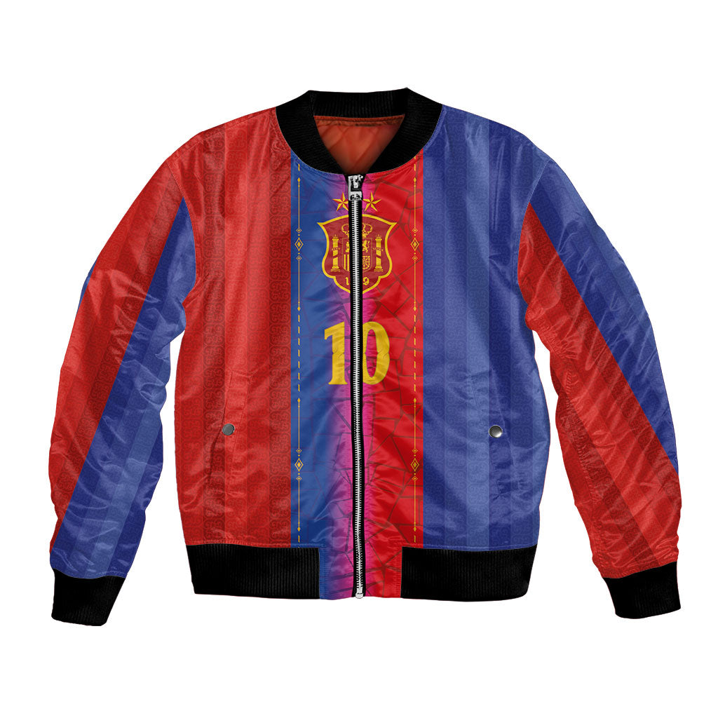 Custom Spain Football Bomber Jacket Blaugrana Mosaic-Inspired Barcelona Architecture