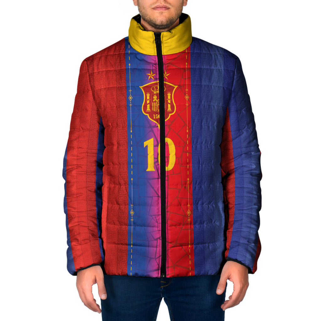 Custom Spain Football Padded Jacket Blaugrana Mosaic-Inspired Barcelona Architecture