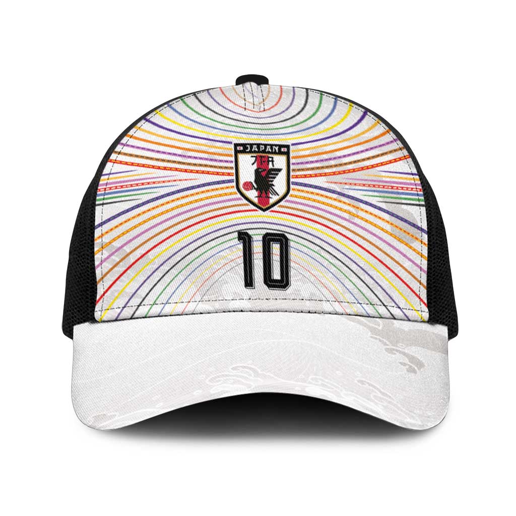Custom Japan Football Baseball Net Cap Traditional Japanese Waves Rainbow Sashiko Effect