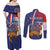 Personalised Croatia Independence Day Couples Matching Off Shoulder Maxi Dress and Long Sleeve Button Shirt Sretan Dan nezavisnosti With Kuna Zlatica and Perunika - Wonder Print Shop