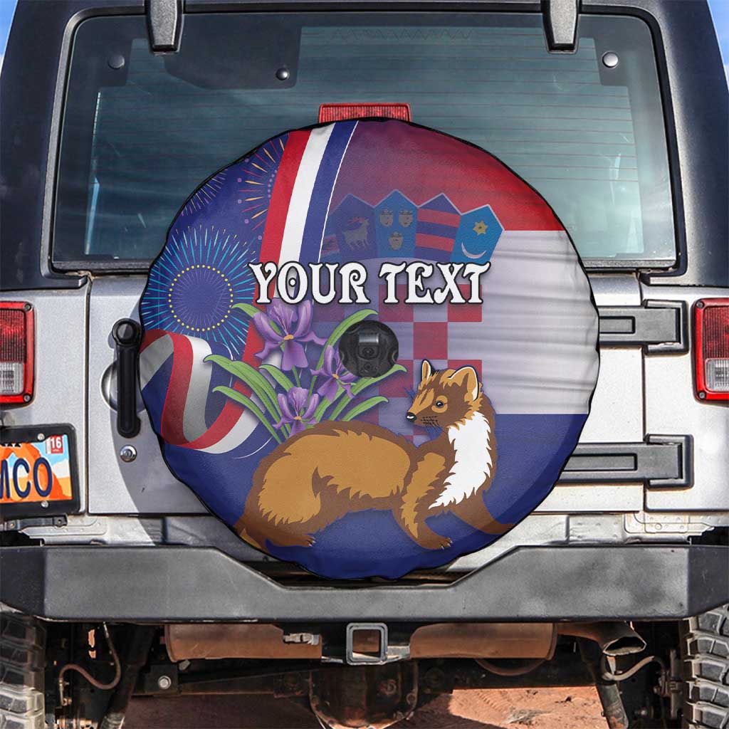 Personalised Croatia Independence Day Spare Tire Cover Sretan Dan nezavisnosti With Kuna Zlatica and Perunika - Wonder Print Shop