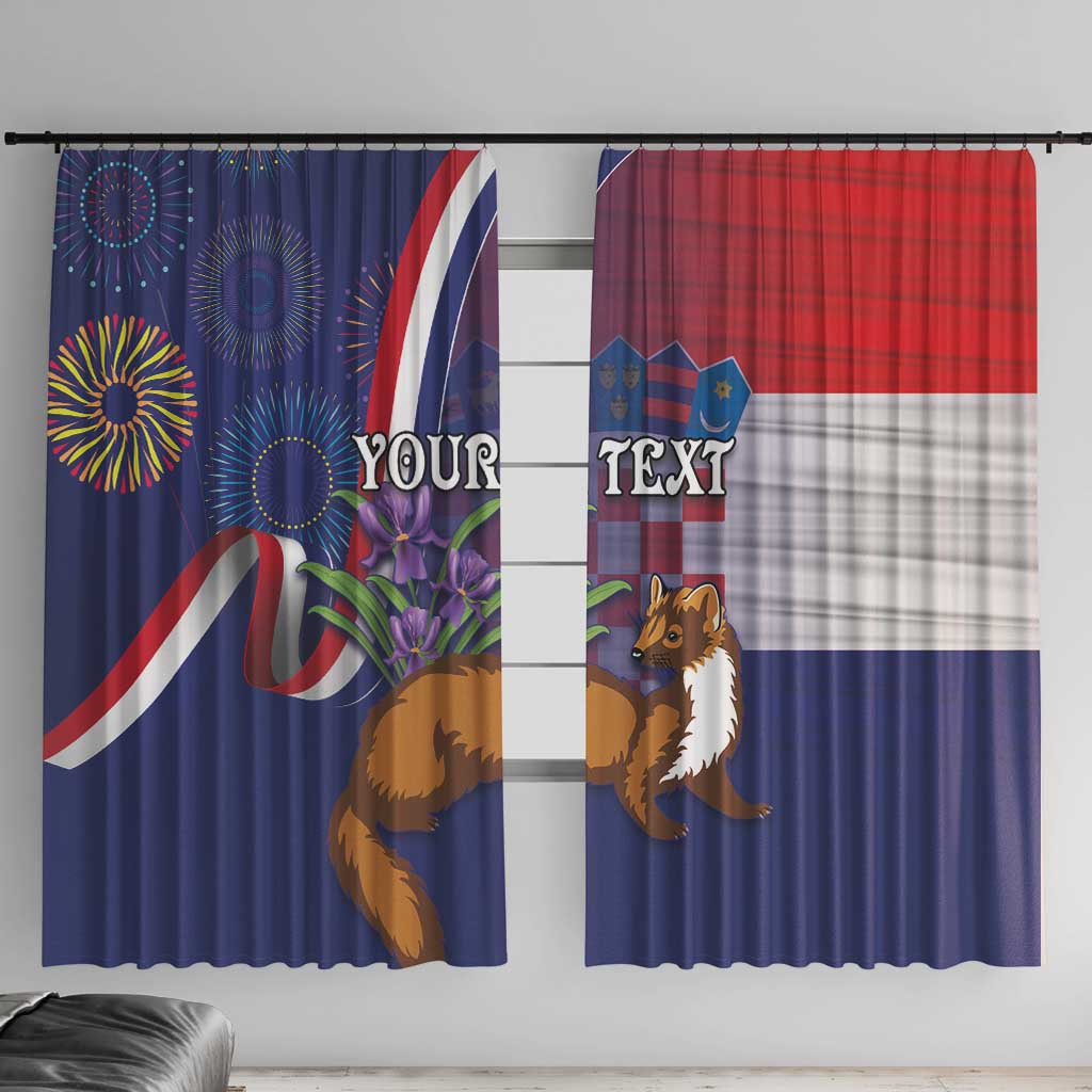 Personalised Croatia Independence Day Window Curtain Sretan Dan nezavisnosti With Kuna Zlatica and Perunika - Wonder Print Shop