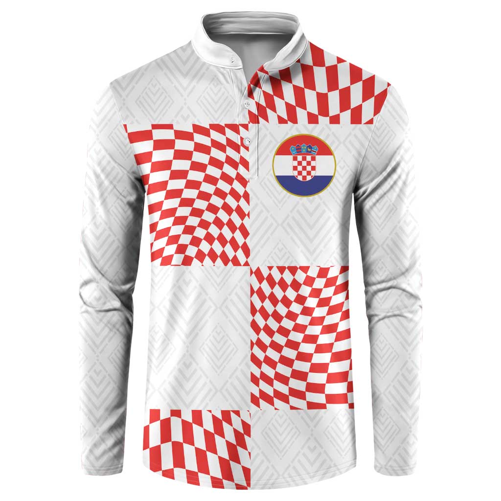 White pullover hoodie sweatshirt with red check pattern and Croatia crest