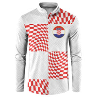 White pullover hoodie sweatshirt with red check pattern and Croatia crest