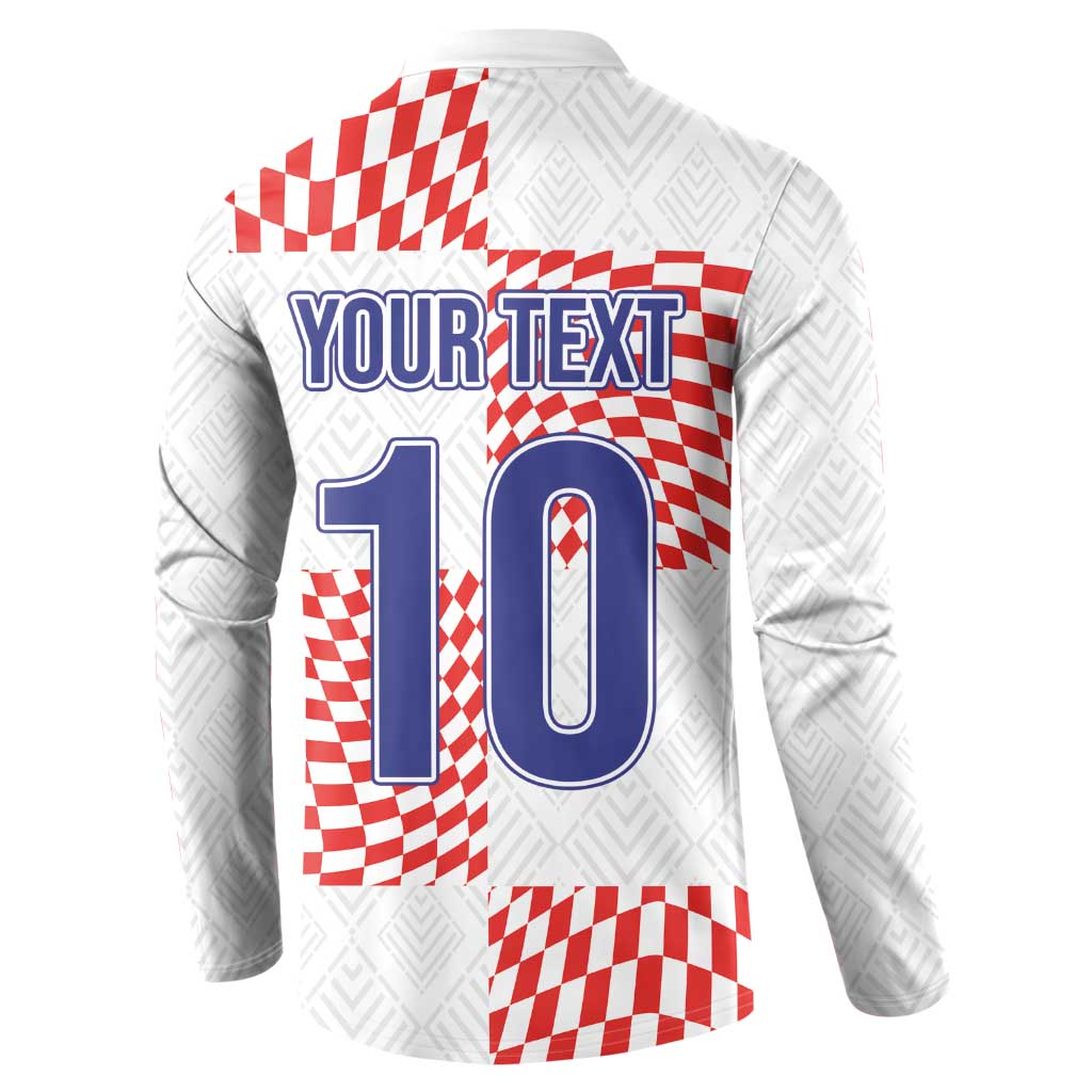 White pullover hoodie sweatshirt with red check back print: YOUR TEXT 10