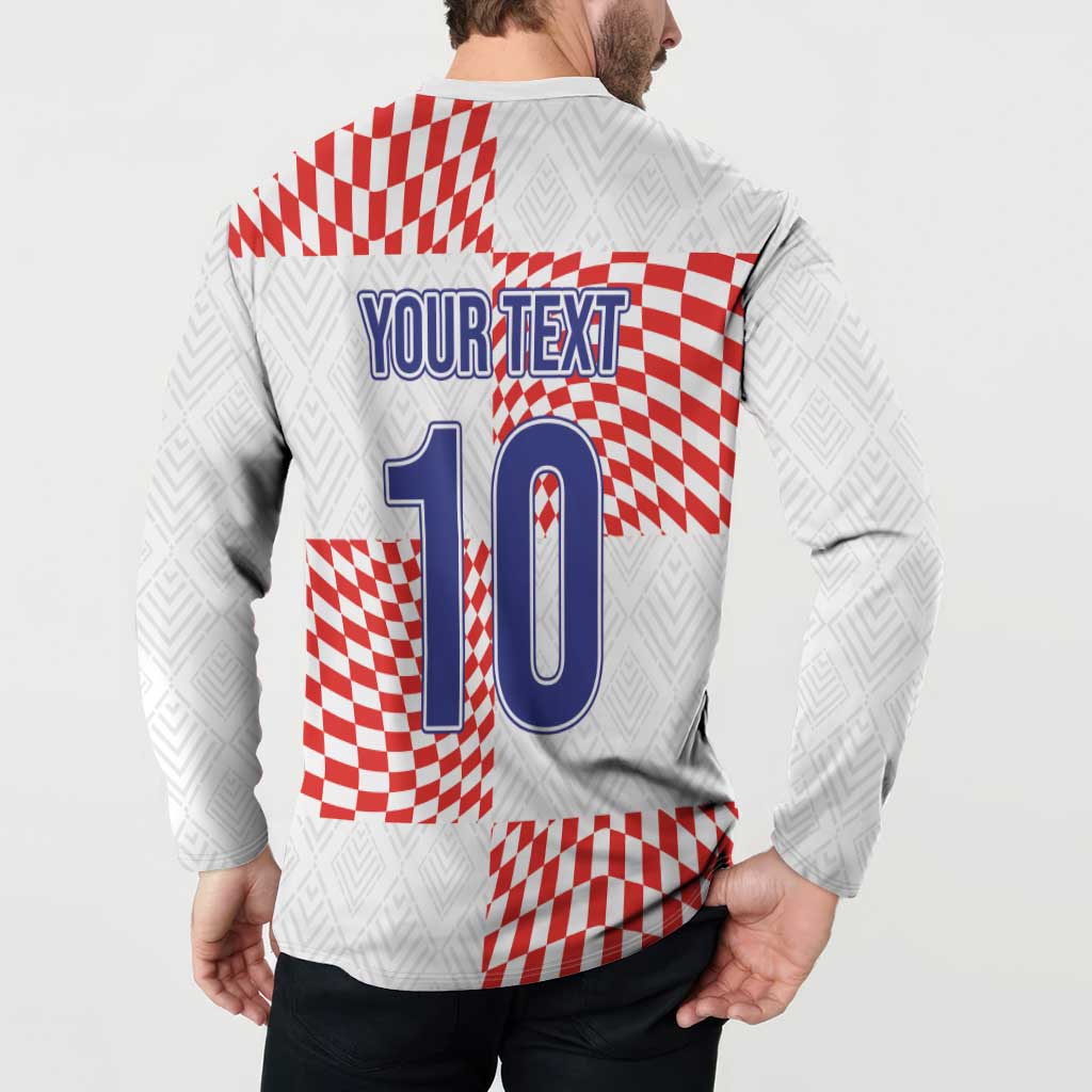 White pullover hoodie sweatshirt with red check back print and large YOUR TEXT 10