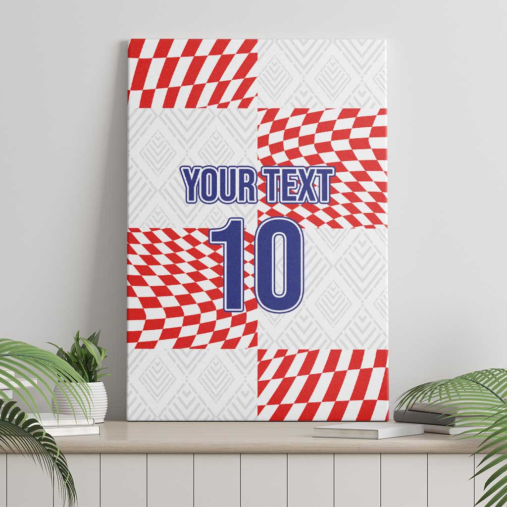 Canvas wall art showing blue YOUR TEXT and number 10 over red checkers