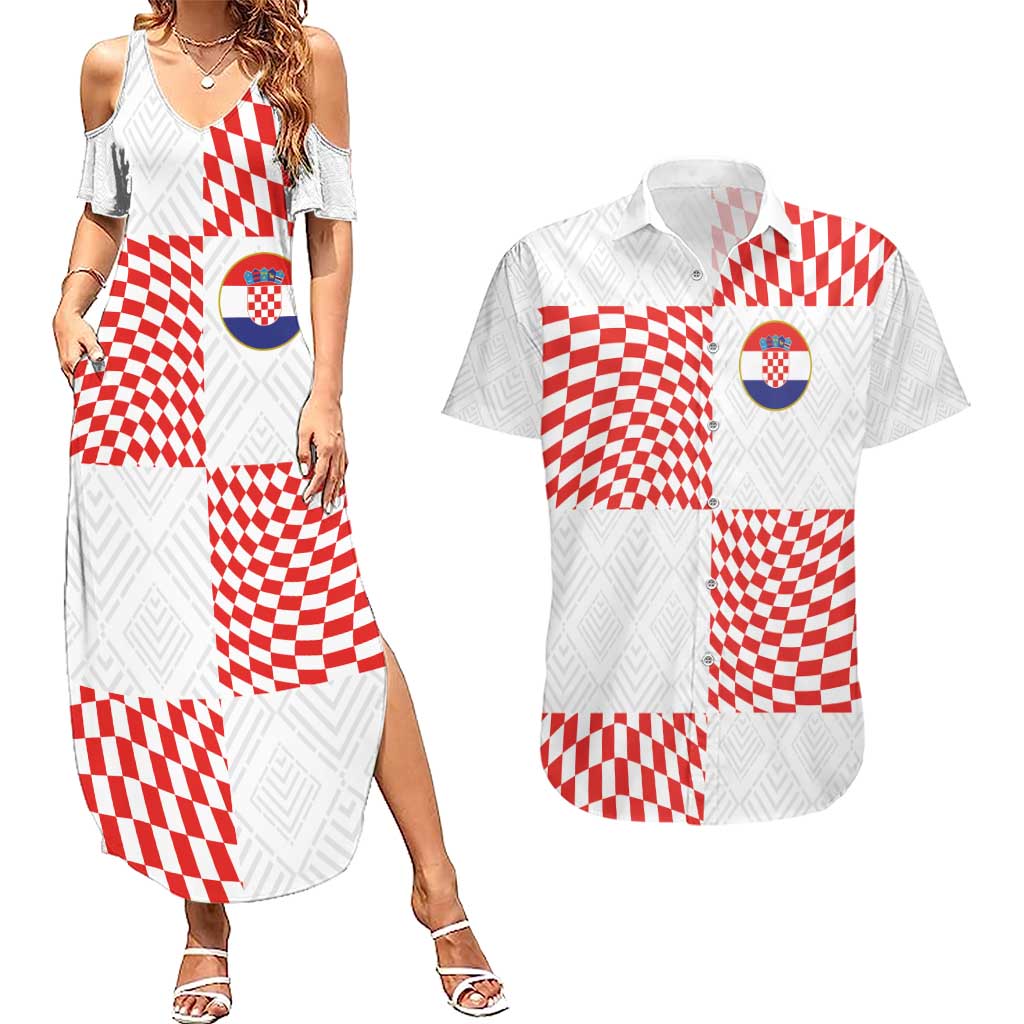 Custom Croatia Football Champion 2024 Couples Matching Summer Maxi Dress and Hawaiian Shirt