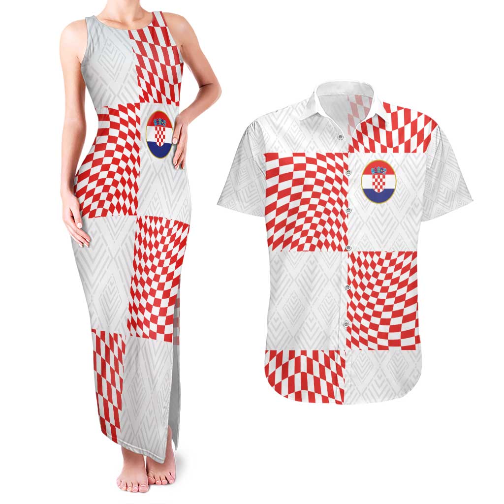 Custom Croatia Football Champion 2024 Couples Matching Tank Maxi Dress and Hawaiian Shirt