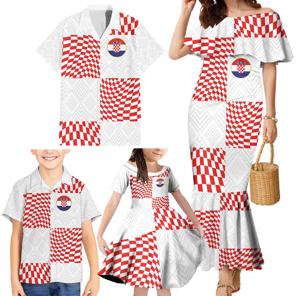 Custom Croatia Football Champion 2024 Family Matching Mermaid Dress and Hawaiian Shirt - Wonder Print Shop