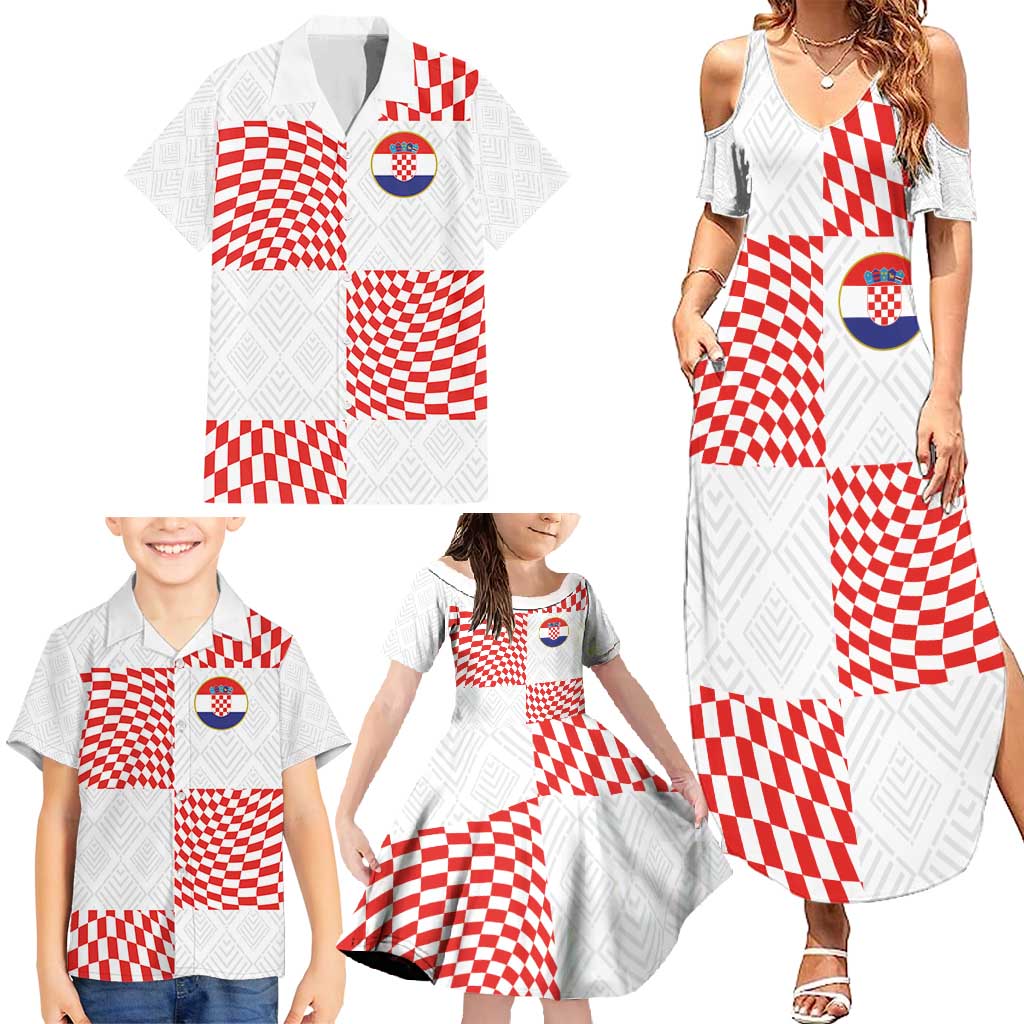 Custom Croatia Football Champion 2024 Family Matching Summer Maxi Dress and Hawaiian Shirt - Wonder Print Shop