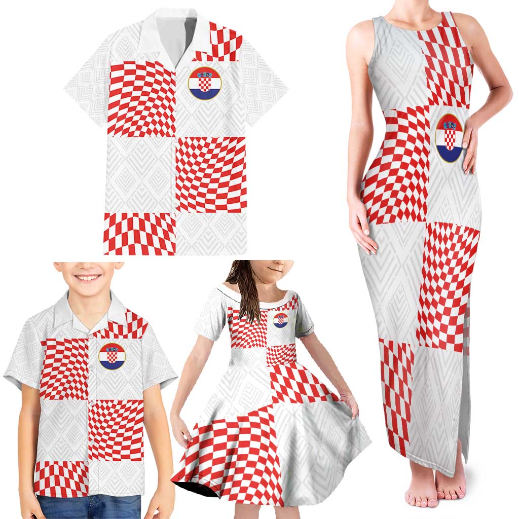 Custom Croatia Football Champion 2024 Family Matching Tank Maxi Dress and Hawaiian Shirt - Wonder Print Shop