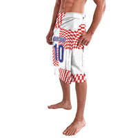 White and red checkered shorts with "YOUR TEXT" and number 10 on the front