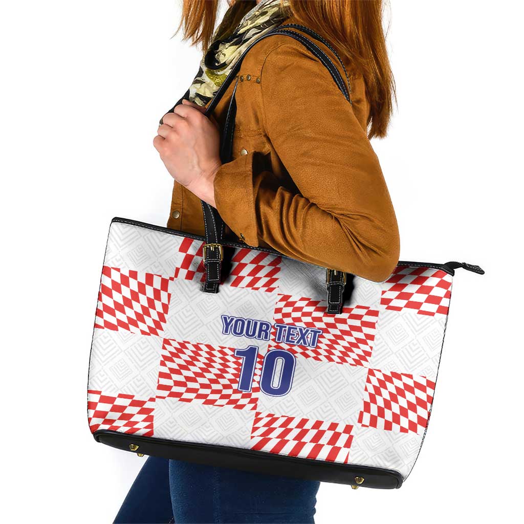 Custom Croatia Football Champion 2024 Leather Tote Bag - Wonder Print Shop