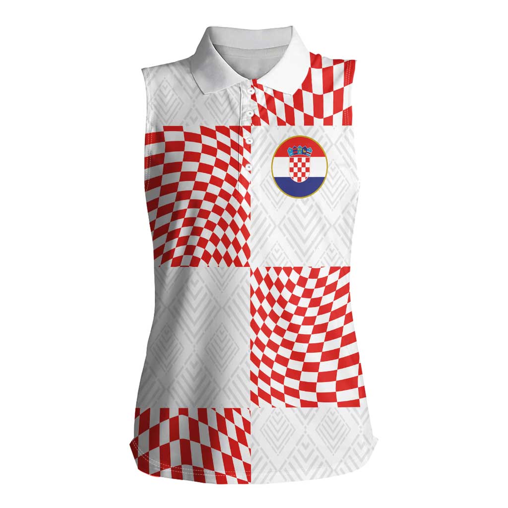 Custom Croatia Football Champion 2024 Women Sleeveless Polo Shirt - Wonder Print Shop