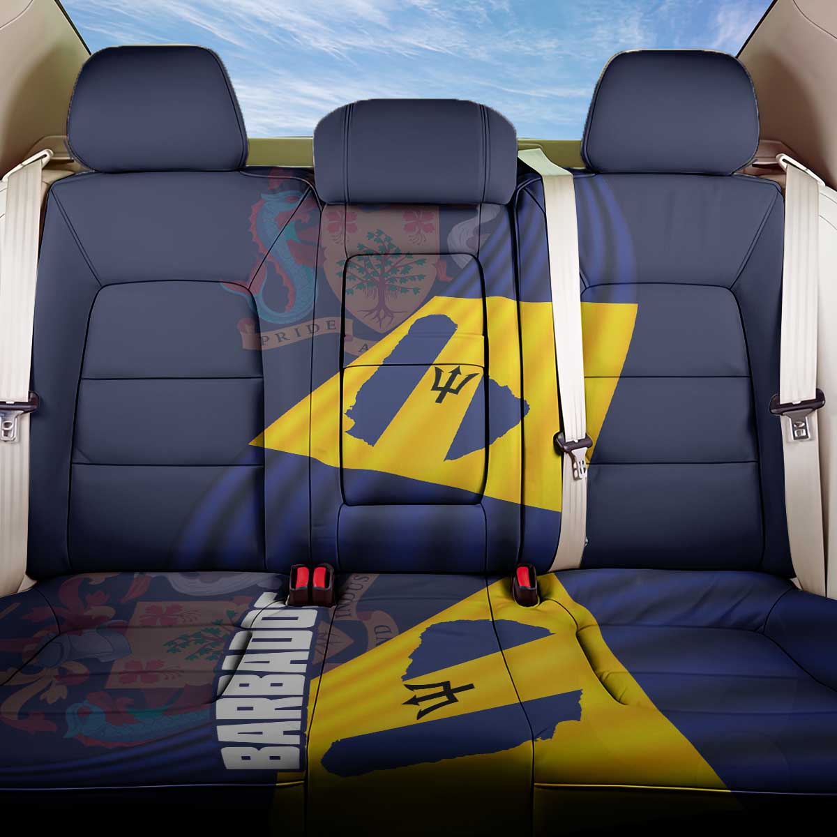 Barbados Independence Day Back Car Seat Cover National Flag Design - Wonder Print Shop