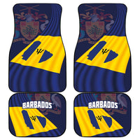 Car floor mat set of four with Barbados flag graphics in blue and yellow