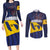 Barbados Independence Day Couples Matching Long Sleeve Bodycon Dress and Long Sleeve Button Shirt National Flag Design - Wonder Print Shop