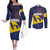 Barbados Independence Day Couples Matching Off The Shoulder Long Sleeve Dress and Long Sleeve Button Shirt National Flag Design