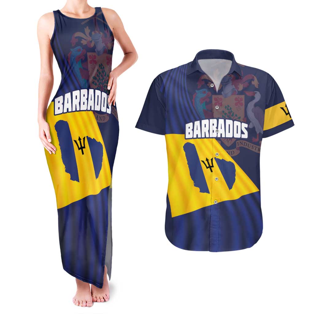 Barbados Independence Day Couples Matching Tank Maxi Dress and Hawaiian Shirt National Flag Design - Wonder Print Shop