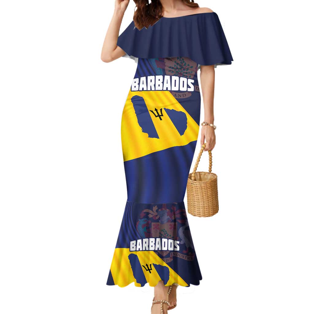 Barbados Independence Day Mermaid Dress National Flag Design - Wonder Print Shop