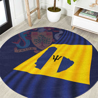 Round Barbados flag design carpet with blue and yellow round pattern