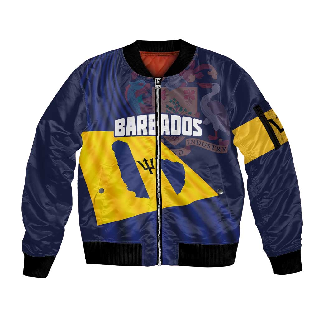 Barbados Independence Day Sleeve Zip Bomber Jacket National Flag Design - Wonder Print Shop