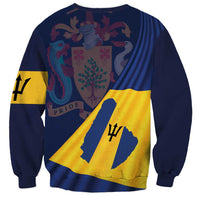 Unisex navy sweatshirt with side panel Barbados flag graphic and flower crest design