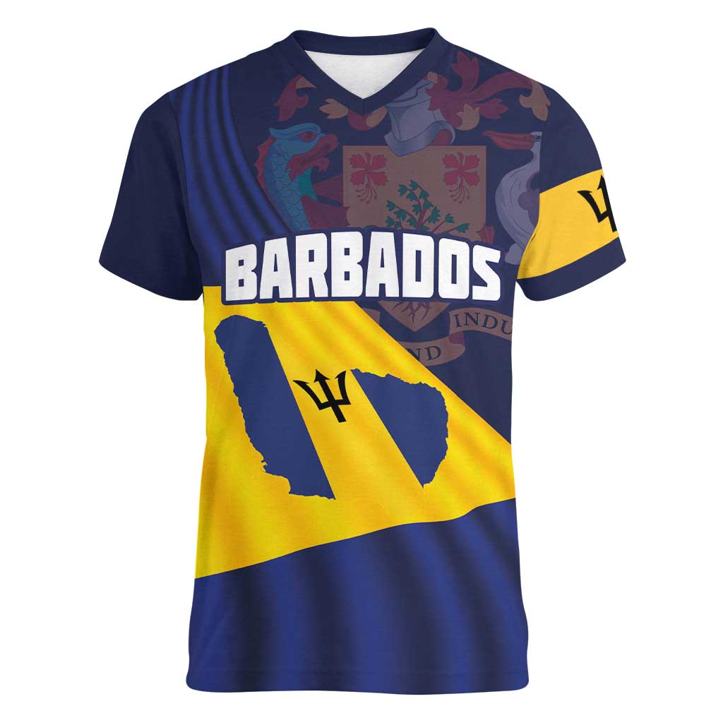 Barbados Independence Day Women V-Neck T-Shirt National Flag Design - Wonder Print Shop