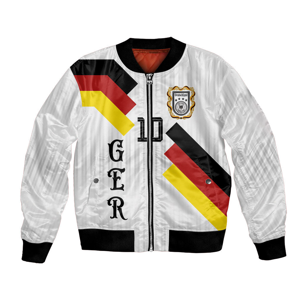 German Football Custom Bomber Jacket Retro Geometric Flag Stripe Heritage Shield Design