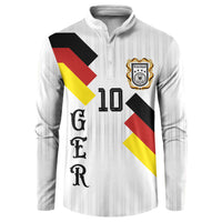 German Football Custom Button Sweatshirt Retro Geometric Flag Stripe Heritage Shield Design