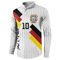 German Football Custom Button Sweatshirt Retro Geometric Flag Stripe Heritage Shield Design
