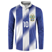 Argentinian Football Custom Button Sweatshirt Fileteado Art Style Albiceleste Vertical Stripe